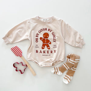 GINGERBREAD • baby bubble romper (french terry)