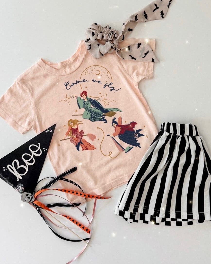 COME, WE FLY • tee (women + babies + kids) in peach