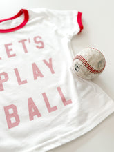 Load image into Gallery viewer, LET&#39;S PLAY BALL • women&#39;s ringer tee (peony ink)