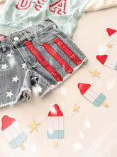 Load image into Gallery viewer, AMERICAN BEAUTY denim sequin shorts (women + kids)