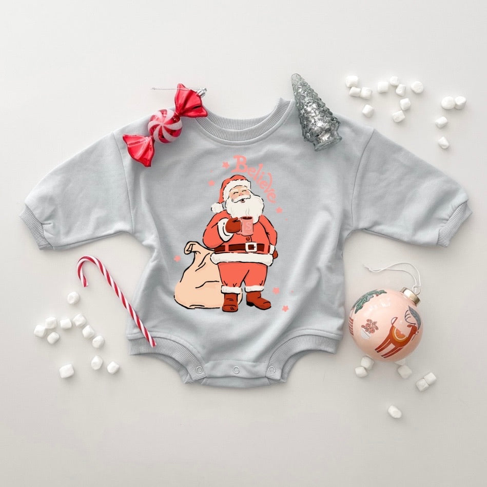 SANTA BELIEVE • baby bubble romper (french terry)