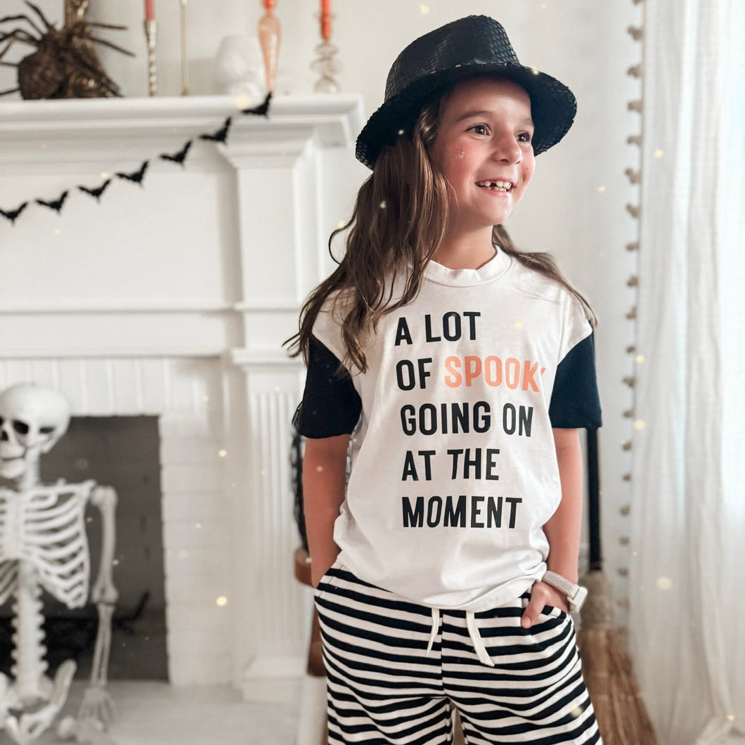 A LOT OF SPOOKY • color block tee (women + kids)CLOSEOUT