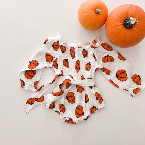 PUMPKIN • baby romper and headband set