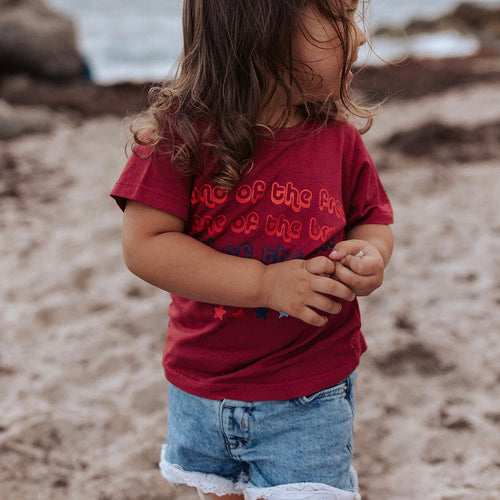 LAND OF THE FREE • tee (women’s + kids) ROCKET RED (FLASH)
