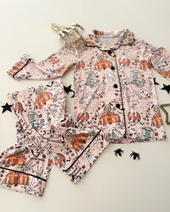 HOUSE IS HAUNTED • kids button down pj's (two-piece)