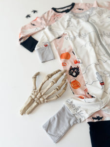 TRICK OR TREAT MUMMIES • baby zipper pjs (one-piece)