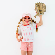 Load image into Gallery viewer, LET&#39;S PLAY BALL • kids ringer tee (peony ink)