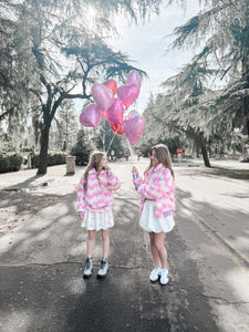 Paper Bag Twirl Skirt • PINK CONFETTI HEARTS FLASH