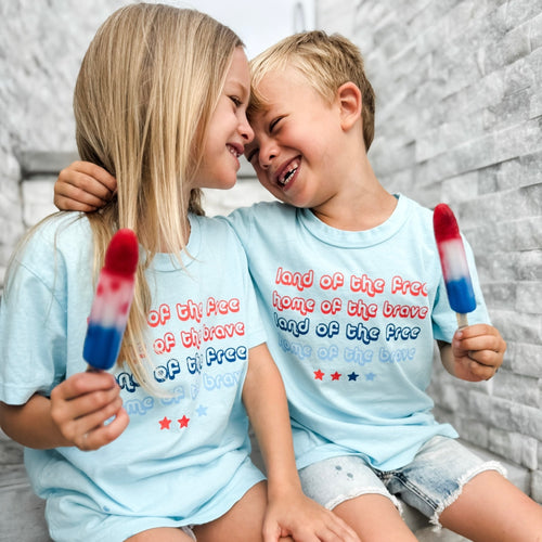 LAND OF THE FREE • tee (women + kids) BLUE (FLASH)