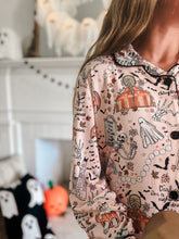 Load image into Gallery viewer, HOUSE IS HAUNTED • kids button down pj&#39;s (two-piece)