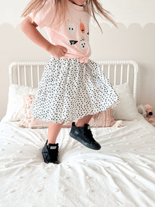 Twirl Skirt • kids (BLACK + WHITE POLKA DOTS)