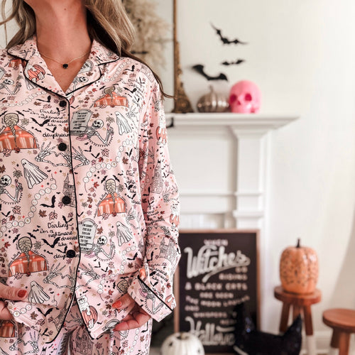 HOUSE IS HAUNTED • button down pj's (women) two-piece