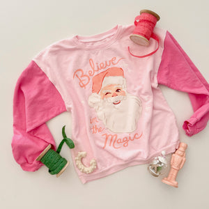 BELIEVE IN THE MAGIC • PINKmas kids color block pullover