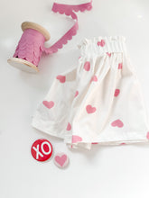 Load image into Gallery viewer, Paper Bag Twirl Skirt • PINK CONFETTI HEARTS