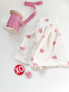 Paper Bag Twirl Skirt • PINK CONFETTI HEARTS