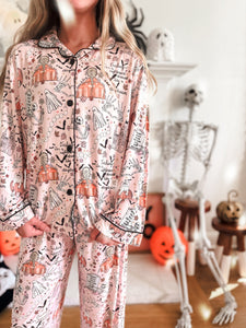 HOUSE IS HAUNTED • kids button down pj's (two-piece)