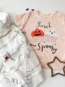 SWEET N SPOOKY Cupcakes• women + kids tee (peach)