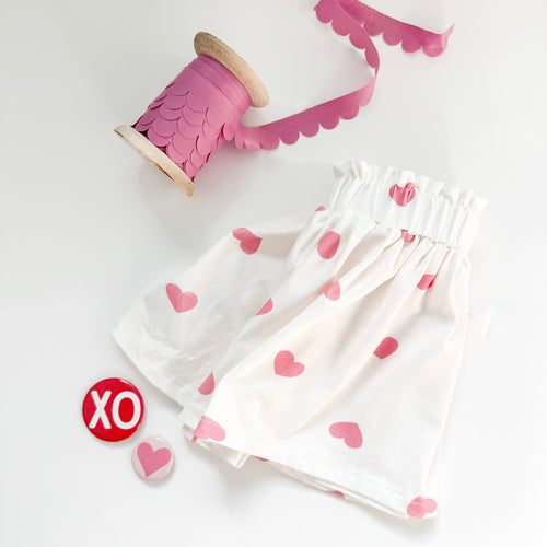 Paper Bag Twirl Skirt • PINK CONFETTI HEARTS