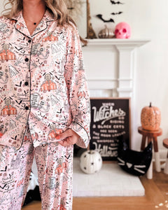 HOUSE IS HAUNTED • button down pj's (women) two-piece