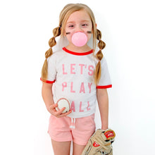 Load image into Gallery viewer, LET&#39;S PLAY BALL • kids ringer tee (peony ink) FLASH