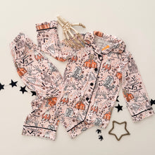 Load image into Gallery viewer, HOUSE IS HAUNTED • kids button down pj&#39;s (two-piece)