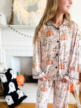 Load image into Gallery viewer, HOUSE IS HAUNTED • kids button down pj&#39;s (two-piece)