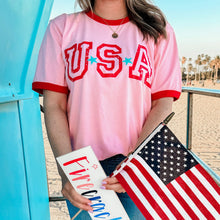 Load image into Gallery viewer, USA • womens ringer tee