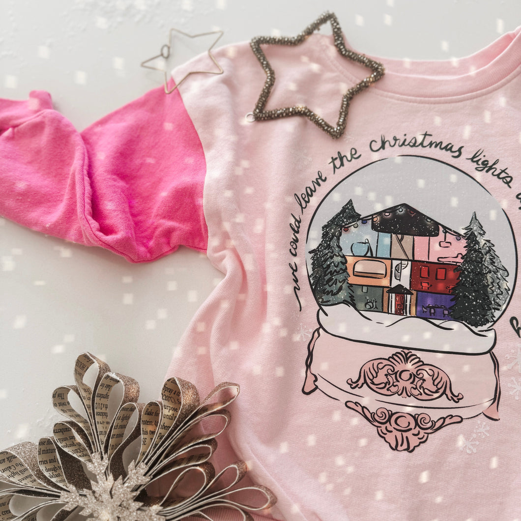 SNOW GLOBE •  color block pullover in PINKmas (women + kids) FLASH