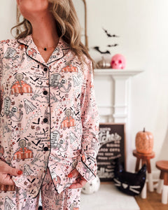 HOUSE IS HAUNTED • button down pj's (women) two-piece