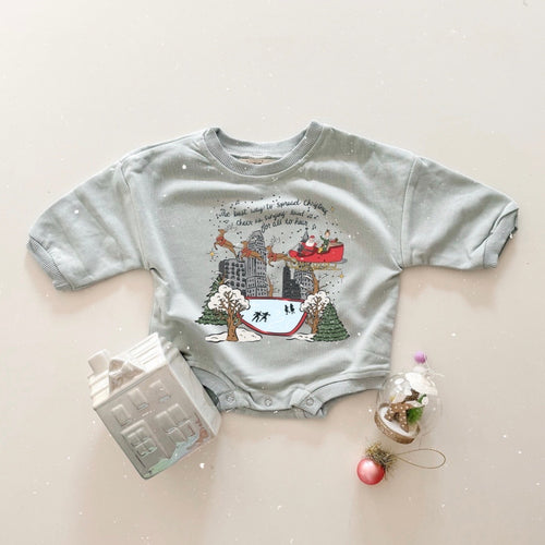 SPREAD CHRISTMAS CHEER • baby bubble romper (french terry) SAGE