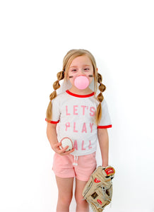 LET'S PLAY BALL • kids ringer tee (peony ink)