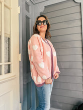 Load image into Gallery viewer, FUZZY HEARTS • oversized cardigan (women + kids)