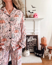 Load image into Gallery viewer, HOUSE IS HAUNTED • kids button down pj&#39;s (two-piece)