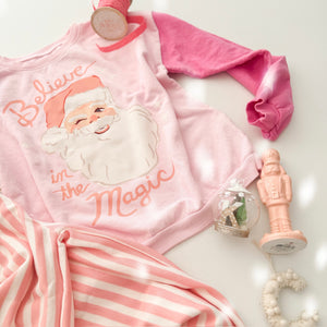 BELIEVE IN THE MAGIC • PINKmas kids color block pullover