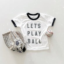 Load image into Gallery viewer, LET&#39;S PLAY BALL • kids ringer tee (gunmetal ink)