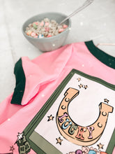 Load image into Gallery viewer, LUCKY • ringer tees (women + kids) pink + green