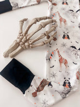 Load image into Gallery viewer, HALLOWEEN ZOO BOO • baby zipper pjs (one-piece)