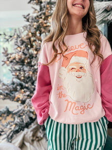 BELIEVE IN THE MAGIC • PINKmas kids color block pullover