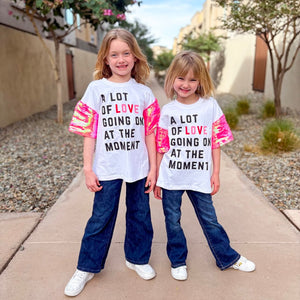 A LOT OF LOVE GOING ON  • sequin sleeve tee (women + kids)