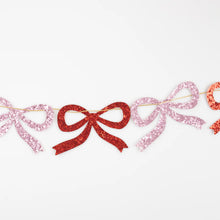 Load image into Gallery viewer, Red &amp; Pink Glitter Bow Garland by MERI MERI