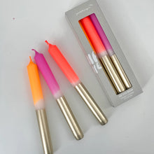 Load image into Gallery viewer, Dip Dye Brights Taper Candles (set of 3)
