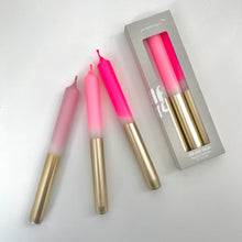 Load image into Gallery viewer, Dip Dye Pinks Taper Candles (set of 3)