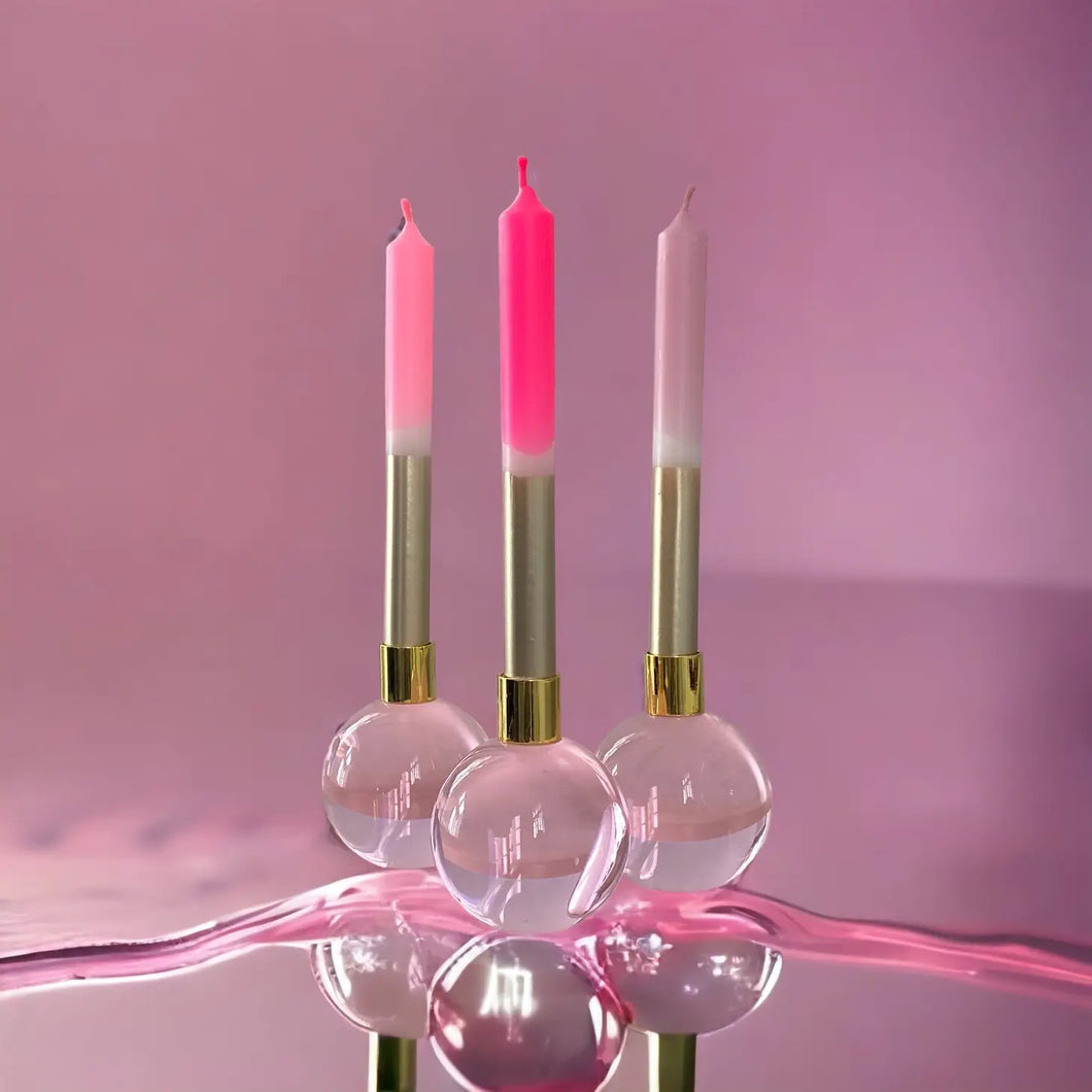 Dip Dye Pinks Taper Candles (set of 3)