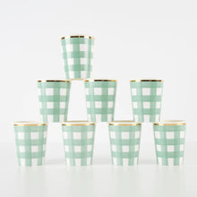 Load image into Gallery viewer, Green Gingham Cups by Meri Meri