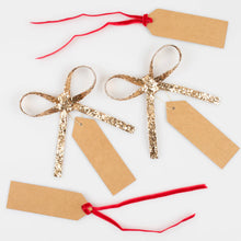 Load image into Gallery viewer, Glitter Bow Gift Tag Set by MERI MERI