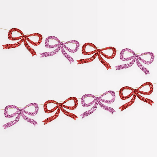 Red & Pink Glitter Bow Garland by MERI MERI