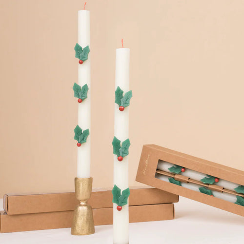 Holly Table Candles by MERI MERI