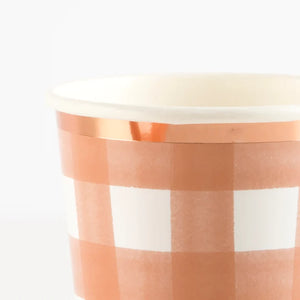 Burnt Orange Gingham Cups by Meri Meri