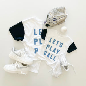 LET'S PLAY BALL • kids color block tee BLUE / closeout