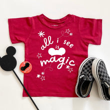 Load image into Gallery viewer, ALL I SEE IS MAGIC • kids tee RED / CLOSEOUT